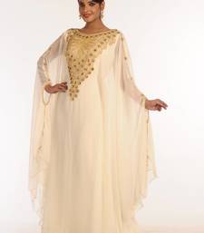 Cream embroidered georgette islamic kaftan