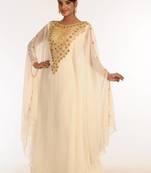 Cream embroidered georgette islamic kaftan