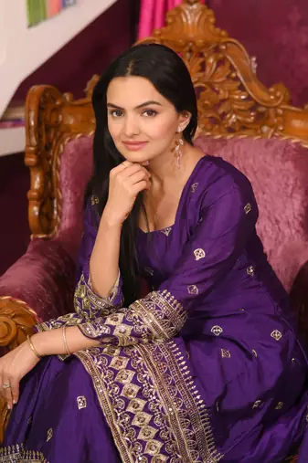 Purple colour chinnon silk heavy embroidery work fully salwar suit