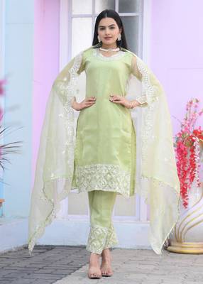 Pista organza silk heavy embroidery work fully salwar suit 1