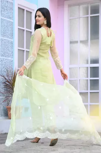 Pista organza silk heavy embroidery work fully salwar suit