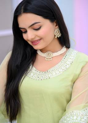 Pista organza silk heavy embroidery work fully salwar suit 5
