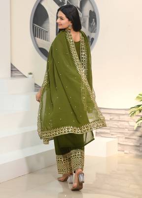Mahendi faux georgette silk heavy embroidery work fully salwar suit 3