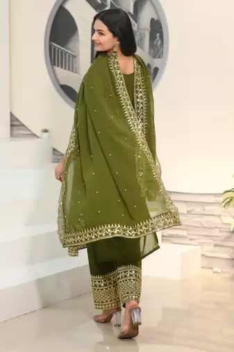 Mahendi faux georgette silk heavy embroidery work fully salwar suit