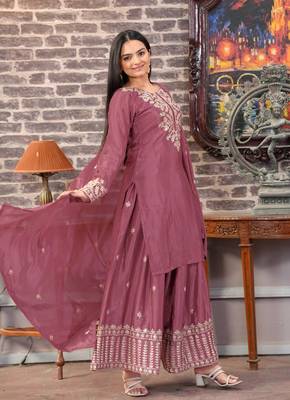 Wosewood chinnon silk heavy emrboidery work fully sharara suit 3