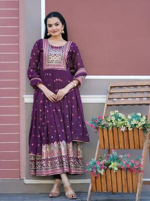 Olive faux georgette heavy emrboidery work fully sharara suit 1