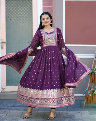 Olive faux georgette heavy emrboidery work fully sharara suit 3