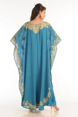 Firozi  georgette kaftan with zari work 3