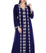 Navy blue georgette islamic kaftan with zari and stone work