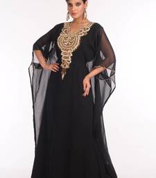 Black embroidered georgette islamic kaftan