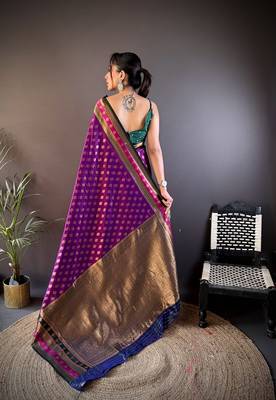 Elora soft silk butti zari weaving work banarasi saree(purple) 4