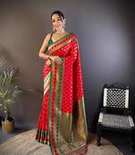 Elora soft silk butti zari weaving work banarasi saree(red)