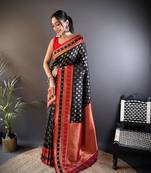 Elora soft silk butti zari weaving work banarasi saree(black)