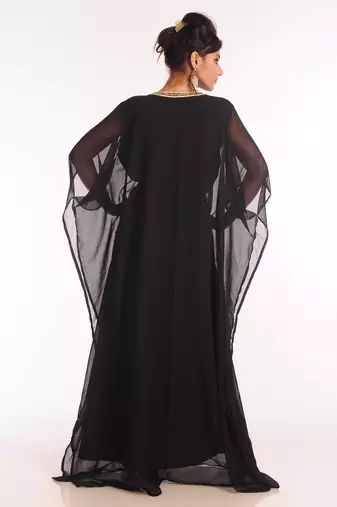 Black embroidered georgette islamic kaftan