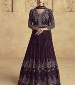 Dark purple georgette embroidered anarkali suit