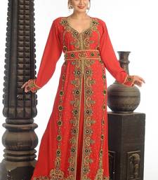 Orange georgette kaftan with zari work