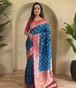 Royal Blue Paithani Silk blend Saree