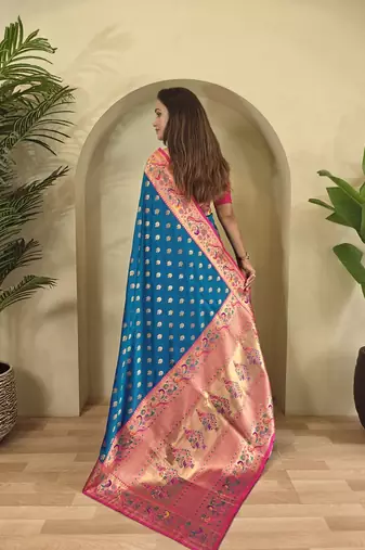 Royal Blue Paithani Silk blend Saree