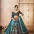 Blue Aari embroidered Banarasi silk Lehenga with unstiched blouse