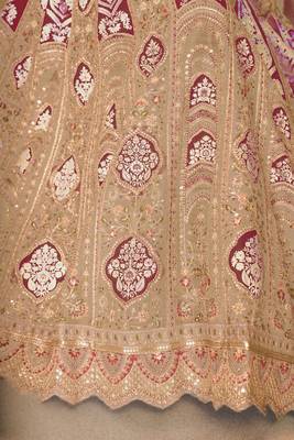 Chiku Aari embroidered Banarasi silk Lehenga with unstiched blouse 4