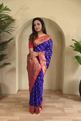 Royal Purple Paithani Silk blend Saree