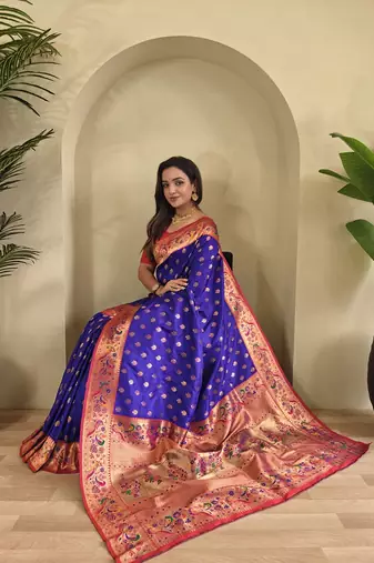 Royal Purple Paithani Silk blend Saree