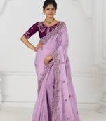 Mauve zari and sequin work saree 