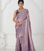 mauve dola viscouse silk blend saree with sequin and beads embroidery