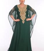 Green georgette embroidered zari work islamic kaftans