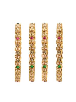  set of 4 gold-plated multicolour stone studded bangles 3