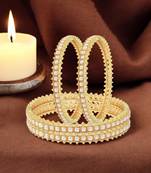  set of 4 gold plated pearl studded bangles