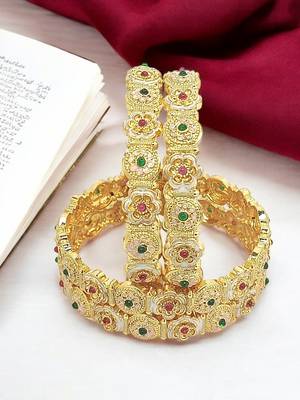  set of 4 gold-plated traditional meenakari bangles 1