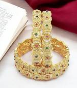  set of 4 gold-plated traditional meenakari bangles