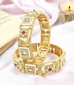  gold plated meenakari pearl set of 2 bangles