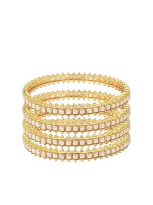  set of 4 gold plated pearl studded bangles 2