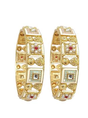  gold plated meenakari pearl set of 2 bangles 2