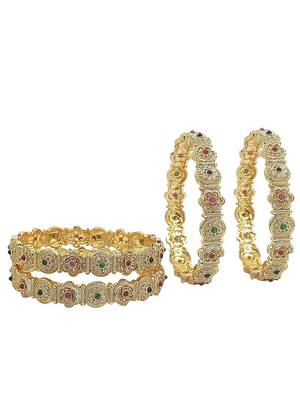  set of 4 gold-plated traditional meenakari bangles 3