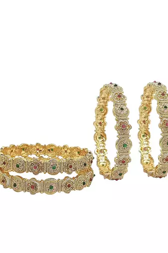  set of 4 gold-plated traditional meenakari bangles