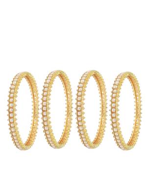  set of 4 gold plated pearl studded bangles 3