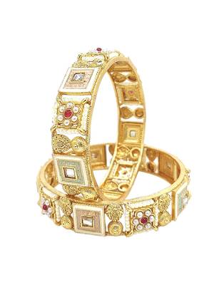  gold plated meenakari pearl set of 2 bangles 3
