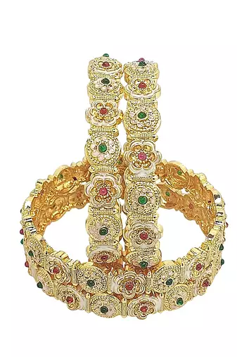  set of 4 gold-plated traditional meenakari bangles