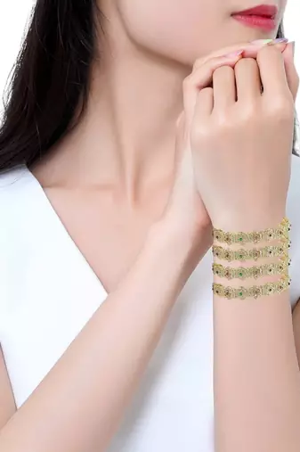  set of 4 gold-plated traditional meenakari bangles