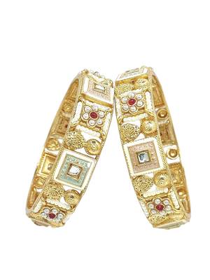  gold plated meenakari pearl set of 2 bangles 4