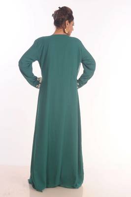 Sea green moroccan kaftan farasha abaya maxi modern fancy floor length dress 5