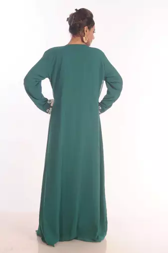 Sea green moroccan kaftan farasha abaya maxi modern fancy floor length dress