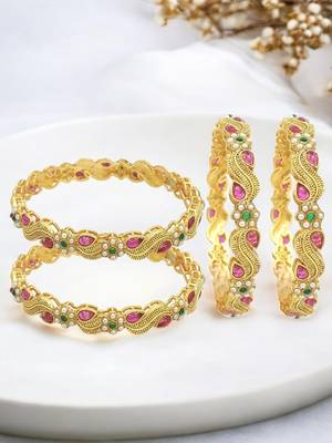  set of 4 gold plated paisley bangle set 1