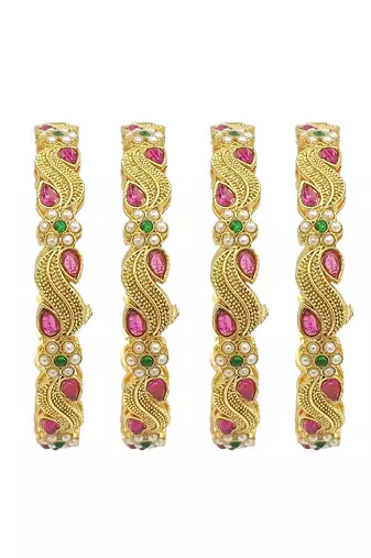  set of 4 gold plated paisley bangle set