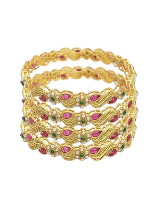  set of 4 gold plated paisley bangle set 3