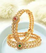  set of 2 gold plated pearl bangle set