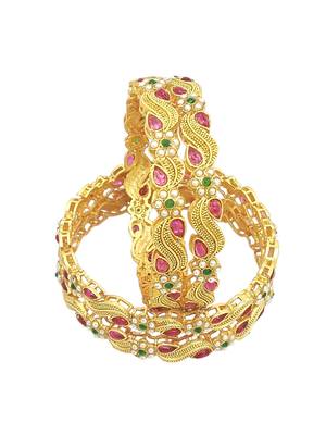  set of 4 gold plated paisley bangle set 4